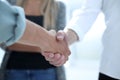 Close-up of business partners shaking hands in a meeting Royalty Free Stock Photo