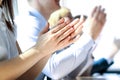 Close-up of business people clapping hands. Business seminar concept Royalty Free Stock Photo