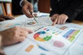 Close up of business people working with business document during discussion Royalty Free Stock Photo