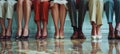 Close up of business peoples legs waiting for a job interview. Hiring and recruitment concept Royalty Free Stock Photo