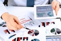Close-up Of Businessman Analyzing Graphs on a digital tablet Royalty Free Stock Photo