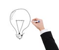 Close up of businessman drawing light bulb Royalty Free Stock Photo