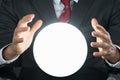 Close-up Of Businessman Hand On Crystal Ball Royalty Free Stock Photo