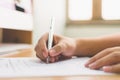 Businessman hand signing the document business contract agreement Royalty Free Stock Photo