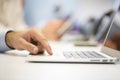 Close-up of businessman hands typing on laptop, Office Backgrou Royalty Free Stock Photo