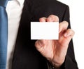 Close-up of businessman holding blank card Royalty Free Stock Photo