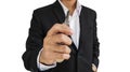 Close-up businessman holding old key, selective focus Royalty Free Stock Photo