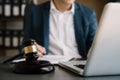 Close up businessman or Lawyer signing contract making a deal, classic business at office Royalty Free Stock Photo