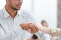 Close up.businessman shaking hands with his business partner Royalty Free Stock Photo