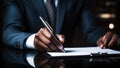 Close-up of a businessman signing a contract. Business concept Royalty Free Stock Photo