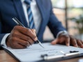 close up of a businessman tick a check box in a form - ai