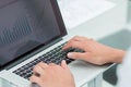 Close up.businessman typing on laptop in office Royalty Free Stock Photo