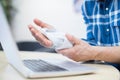 Close Up Of Businessman Using Laptop Suffering From Repetitive S Royalty Free Stock Photo