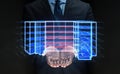 Close up of businessman with virtual projection