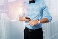 Close up of a businessman wearing a smartwatch Royalty Free Stock Photo