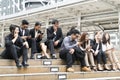 Businessmen and businesswomen using smartphone, business and communication concept