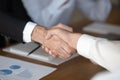 Businessmen handshake closing successful deal at meeting Royalty Free Stock Photo