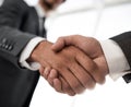 Close up of businessmen shaking hands business success ideas con Royalty Free Stock Photo