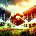 Close up businessmen shaking hands about farming futures during a meeting. Handshake deal business corporate Royalty Free Stock Photo