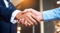 Close up businessmen shaking hands during a meeting. Handshake deal business corporate Royalty Free Stock Photo
