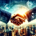 Close up businessmen shaking hands about city planning during a meeting. Handshake deal business corporate Royalty Free Stock Photo