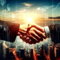 Close up businessmen shaking hands during a meeting. Handshake deal business corporate Royalty Free Stock Photo