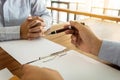 Close-up Of Businessperson Signing Contract,woman writing paper Royalty Free Stock Photo