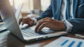 Close-up of a businessperson using software