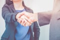 Close up businesswoman and businessman shaking hands Business pa Royalty Free Stock Photo