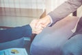 Close up businesswoman and businessman shaking hands Business pa Royalty Free Stock Photo