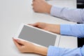 Close up of businesswoman with tablet pc at office