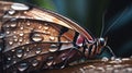 a close up of a butterfly with drops of water on it\'s wings