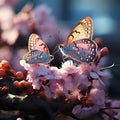 Close-up of a butterfly on a flower. a large butterfly sitting on green leaves, a beautiful insect in its natural habitat.