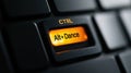 A close up of a button on the keyboard that says ctrl alt and dance, AI Royalty Free Stock Photo