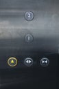 Close-up of the button panel in the elevator. Buttons in the elevator with floor numbers on a metal panel. Empty Royalty Free Stock Photo