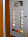 Close-up of the button panel in the old elevator, vertical frame Royalty Free Stock Photo