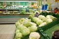 Close up of cabbage at grocery store or market Royalty Free Stock Photo