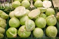 Close up of cabbage at grocery store or market Royalty Free Stock Photo