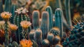 Close up of cactus with colorful flowers Royalty Free Stock Photo