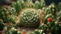 Photo of a vibrant and spiky cactus in a decorative pot Royalty Free Stock Photo