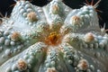 Close-up of a cactus with unique textures and patterns, highlighting its spiky and bumpy surface in sharp detail