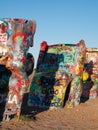 Close Up of Cadillac Ranch Cadillacs with Spray Painted Graffiti