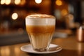 Close-up Caffe latte, Coffee. AI Generated
