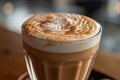 Close-up Caffe latte, Coffee. AI Generated