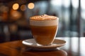 Close-up Caffe latte, Coffee. AI Generated