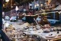 Close up of cakes in the window display of cafe in Covent Garden, London, UK