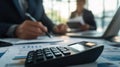 The calculator and business papers.AI generated image Royalty Free Stock Photo
