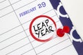 Close up a calendar on February 29 on a leap year Royalty Free Stock Photo