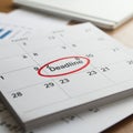 A close-up of a calendar page showing dates in a grid format. One date is marked