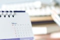 Close up the calendar page on the table Royalty Free Stock Photo